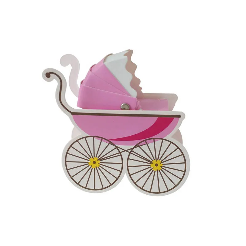 10 Stuks Kinderwagen Gevormde Snoepdoos Baby Verjaardag Snoepdoos Roze Blauwe Baby Shower Geslacht Onthult Feest Geschenkdozen Feestartikelen