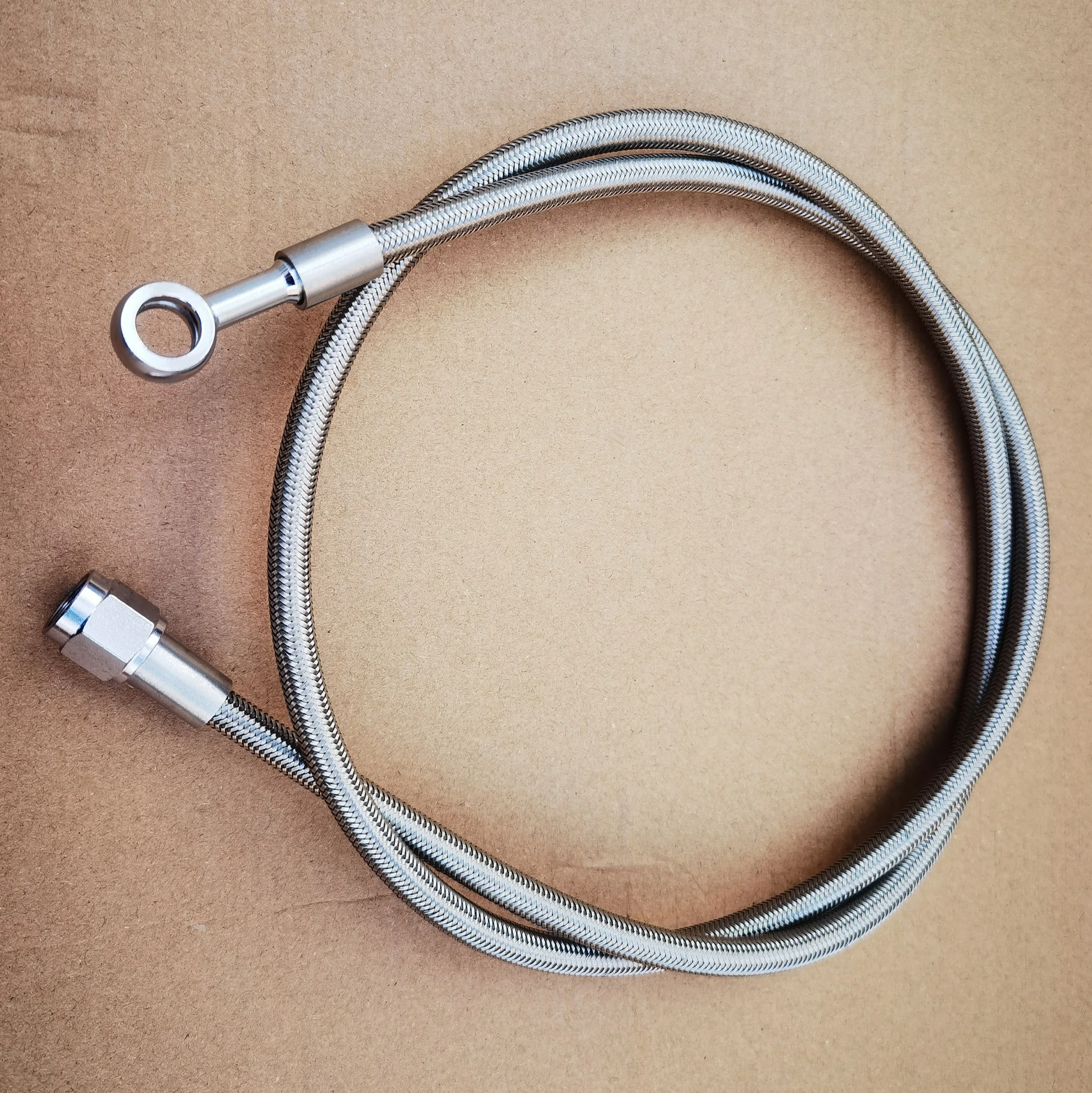 AN4 Uncoated Stainless Braided Universal Hydraulic Brake Clutch Gauge Turbo Vacuum Oil Hose Line Stright to 10mm Banjo 12"-72" racing brake hose lines