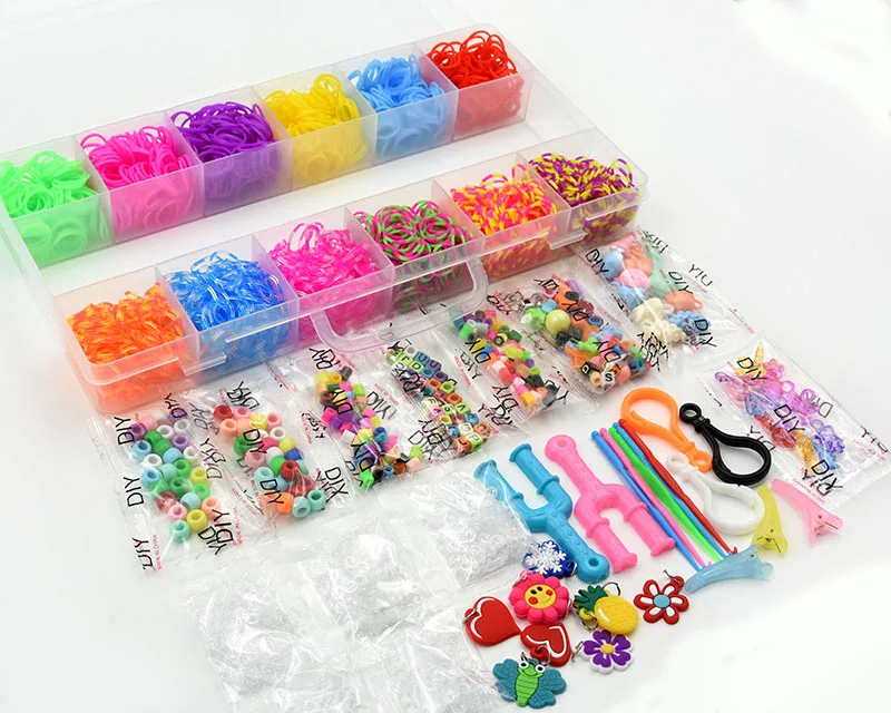 1800pcs Colorful Rubber Loom Bands Elastic DIY Set Box Girls Gift Weaving  Bracelet Tool Kit Kids Toys for Children 7 8 10 Years - AliExpress