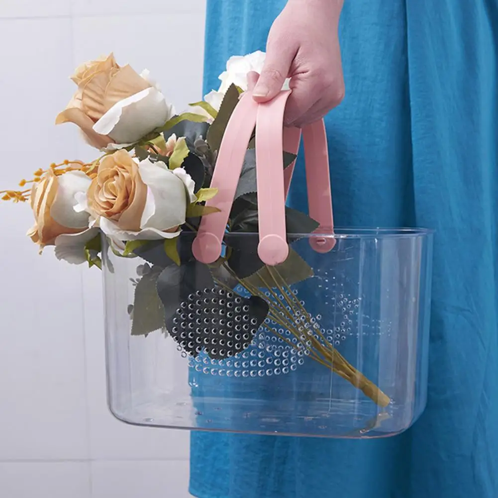 Shampoo Bathroom Rack Bathroom Storage Basket Hollow Out Holes Drainage Transparent Hanging Storage Save Space Deep Household St