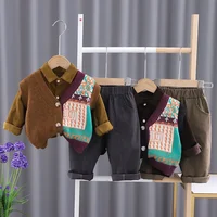 Casual Three-piece Set Children's Clothing Autumn Winter Boys' Outfit Korean Style AE Origin Kids' Wearable Combo