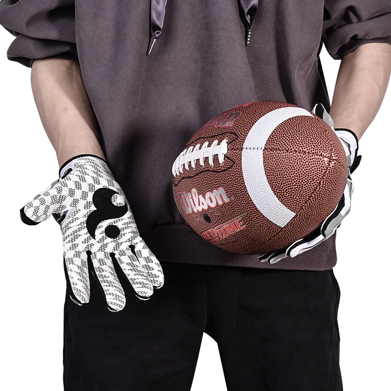 American Football Rugby Gloves Non Slip Breathable Full Finger Sports Gloves Baseball Soccer Adjustable Wristband 1Pair sport gloves