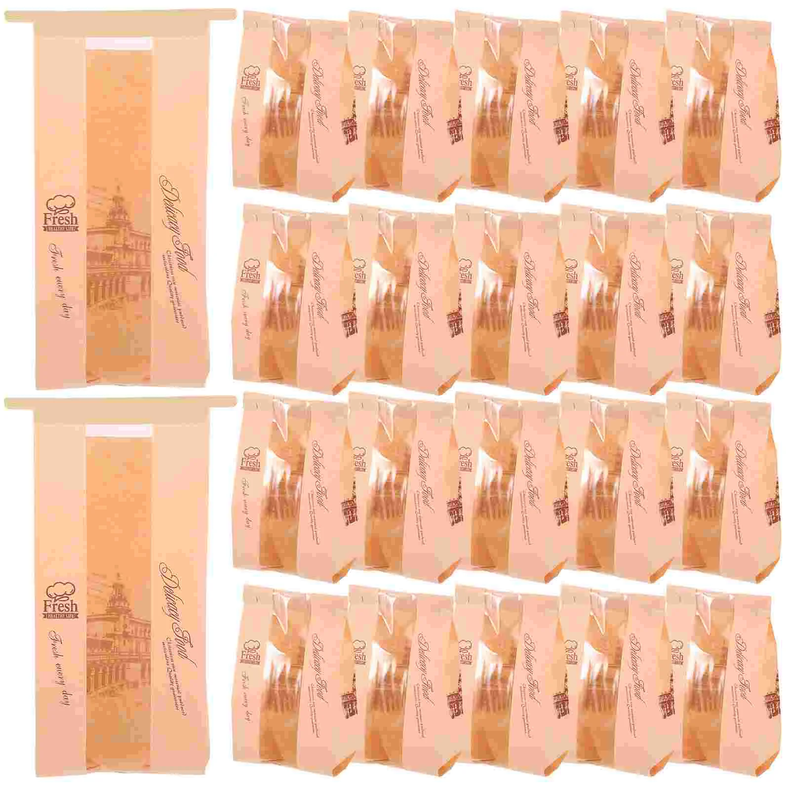 

50 Pcs Paper Cookie Bags Biscuit Oil-proof Packing Household Bread Plastic Baking Wrapping Pouches Sealable Packaging