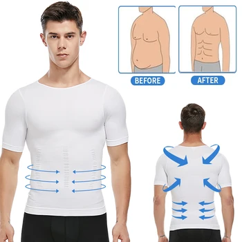 Men's Slimming Body Shapewear Posture Vest Tummy Abdomen Corrector Compression Body Modeling Fat Burner Chest Tummy Shirt Corset