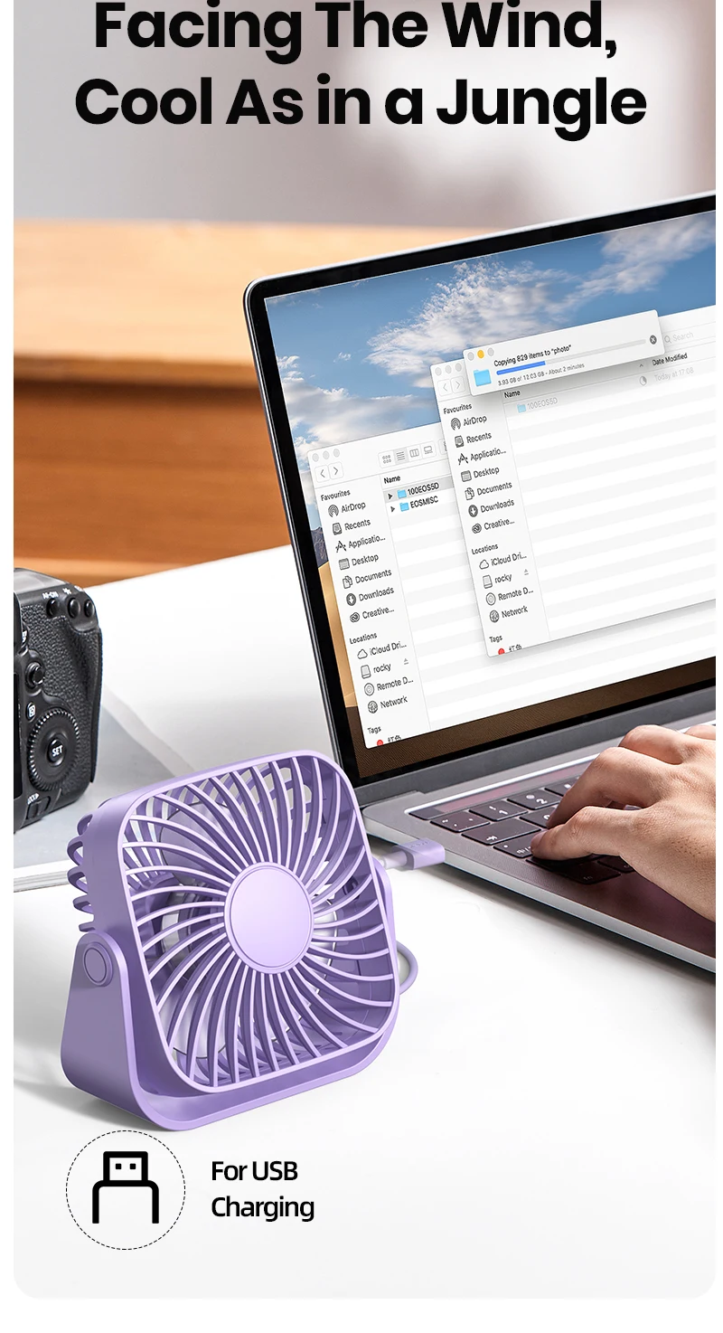 4Inch USB Mini Desk Fan,3 Speeds Quiet Portable Desktop Table Fan,360°Adjustment
