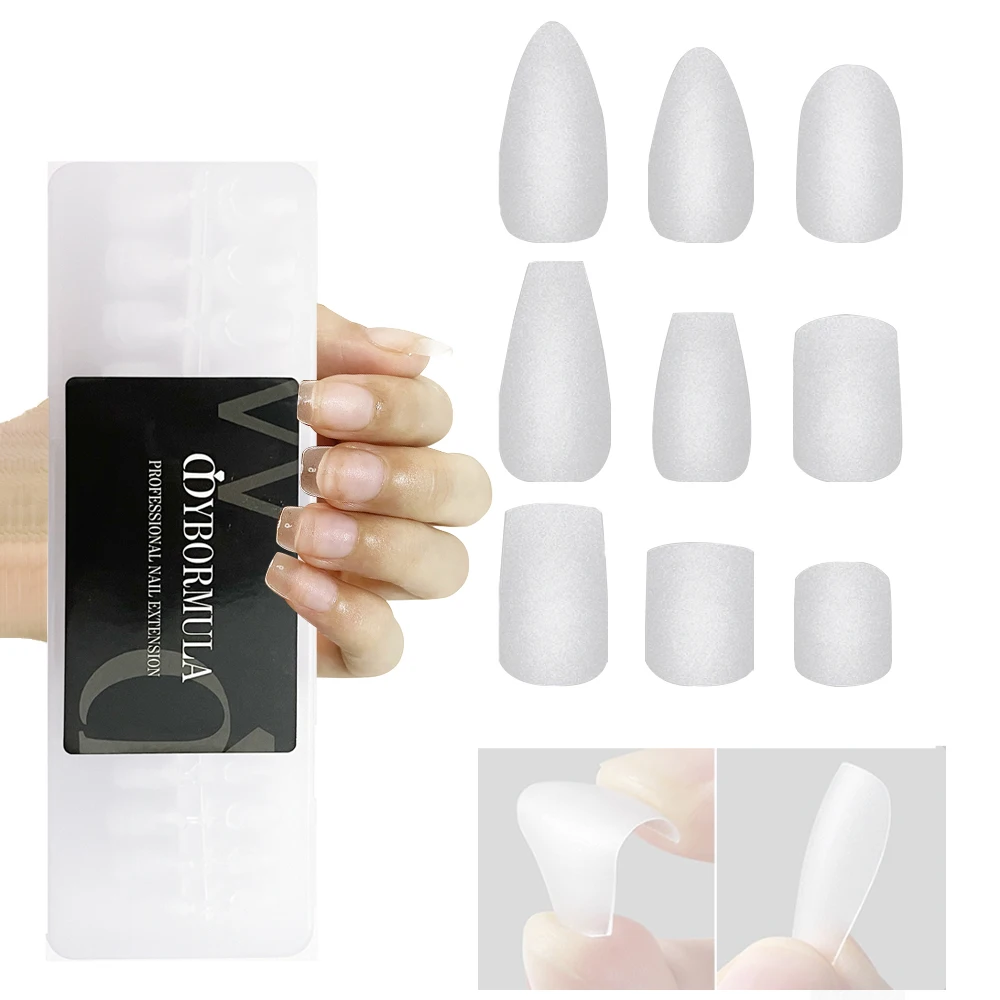 

MYBORMULA Ultra Short Nail Tips Full Frosted Traceless Ultrathin Press on Nail False Nails for Small Flat Nail Bed Coffin Almond
