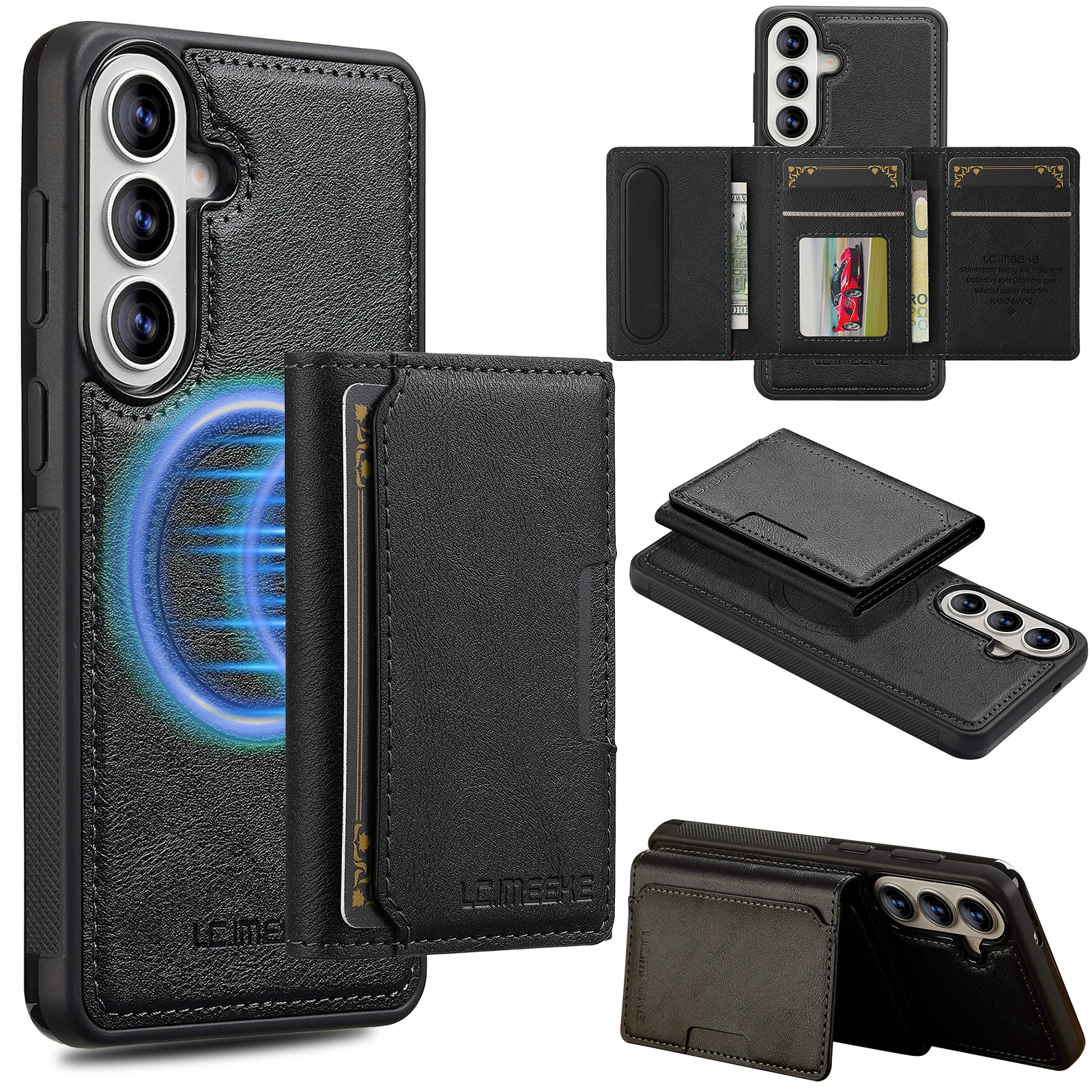 Detachable Magnetic Card Slot Wallet with Wireless Charging Case