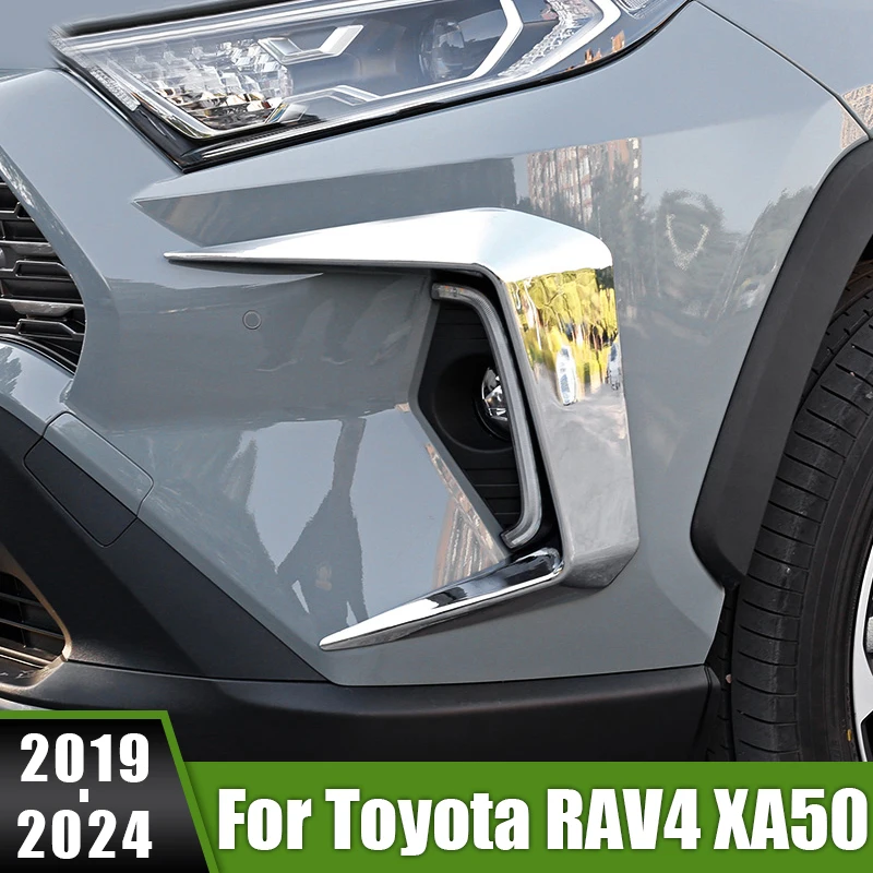 

For Toyota RAV4 XA50 2019 2020 2021 2022 2023 2024 RAV 4 Hybrid Car Front Fog Light Lamp Cover Spoiler Eyebrow Bezel Trim Strips