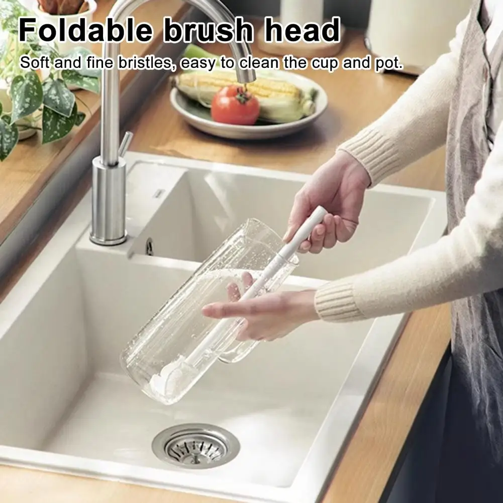 5Pcs 29cm 360 Degree Flexible Silicone Bottle Brush With Long Handle Soft Bristle Cup Brush 360 Degree Rotating Cleaning Brush