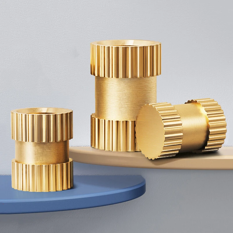 

10Pcs M3 M4 M5 M6 M8x4/5/6/7/8/10mm Solid Brass Pure Copper Thread Injection Molding Knurl Embedded Insert Nut Nutsert