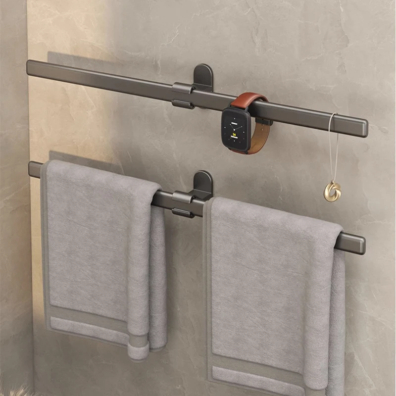 Towel Holder Self-adhesive Bathroom Towel Rack No Drilling Bathroom Organizers Shelves Washstand Jewelry Watch Rack