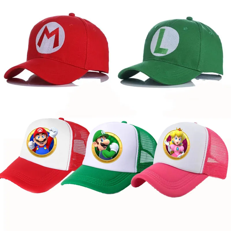 Original Super Mario Anime Peripherals Baseball Cap Sun Protection Decoration Cartoon Children Hat Breathable Kids Cosplay Gifts