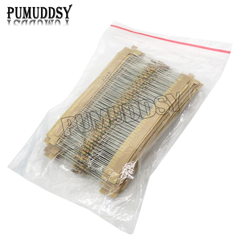 

860PCS/LOT Carbon Film Resistor Kit 1/4W 5% Resistors Assorted Kit Set Resistance 1R - 1M Ohm 0.25W Resistor Pack 43values*20pcs