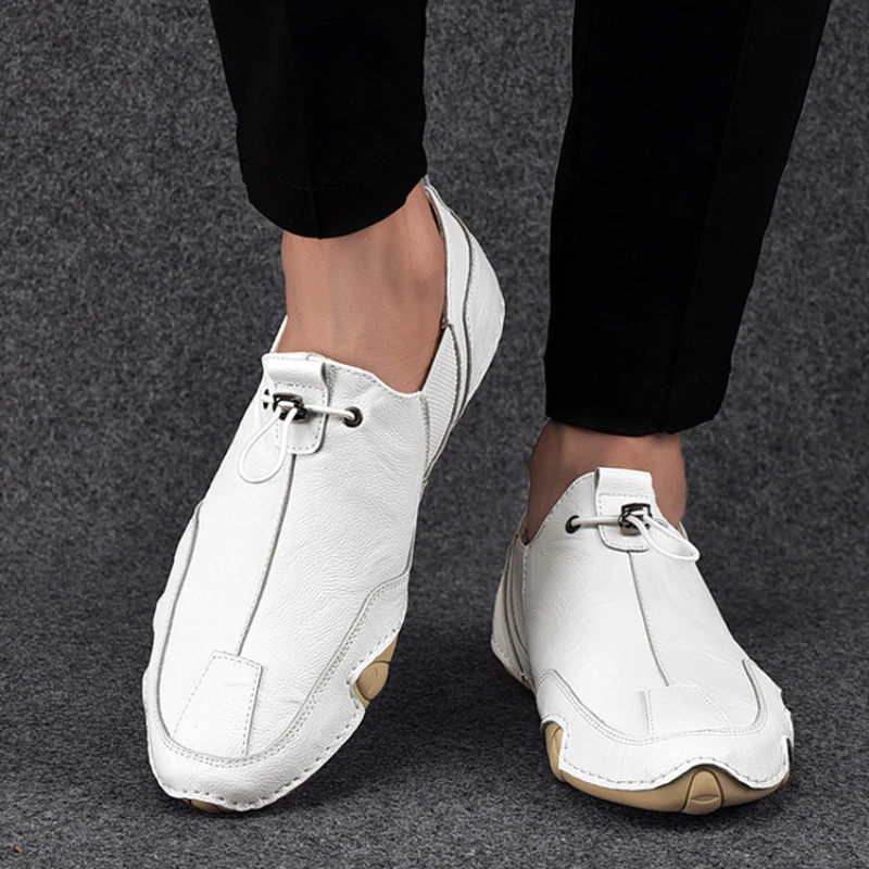 Men Leather Casual Shoes 2023 Outdoor Lightweight Flat Fashion Sports Shoes Comfortable Sneakers Luxury Loafers Driving Shoes