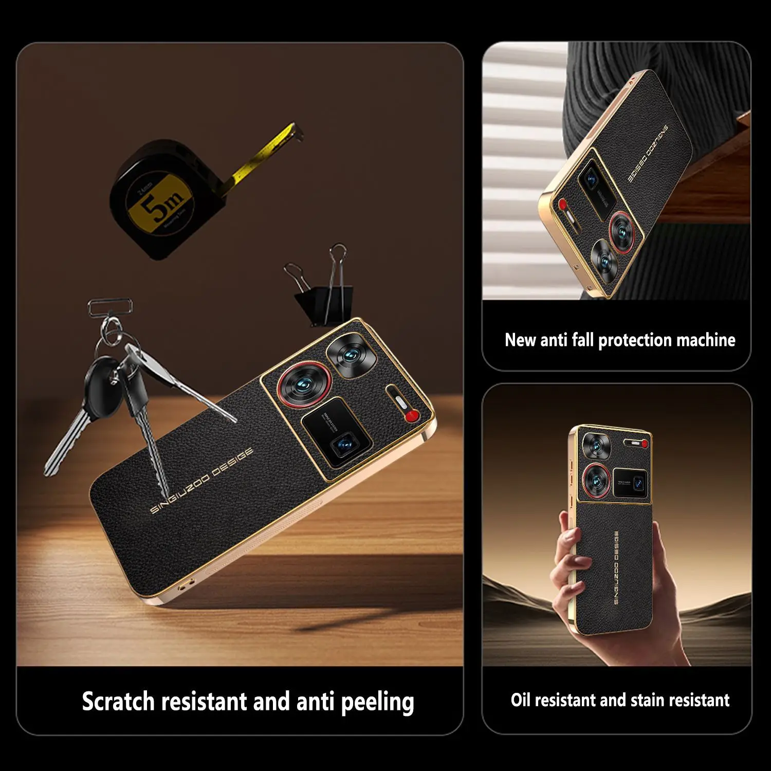 Advanced Litchi Pattern Ultra-Thin Magnetic Anti-Drop Shockproof Case