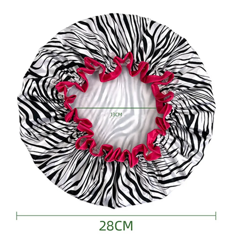 Leopard Print Double Layer Waterproof Shower Cap - Reusable and Elastic Hair Cover