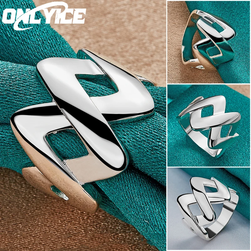 

925 Sterling Silver Double Interlaced Ring For Woman Man Fashion Wedding Engagement Party Grace Charm Jewelry