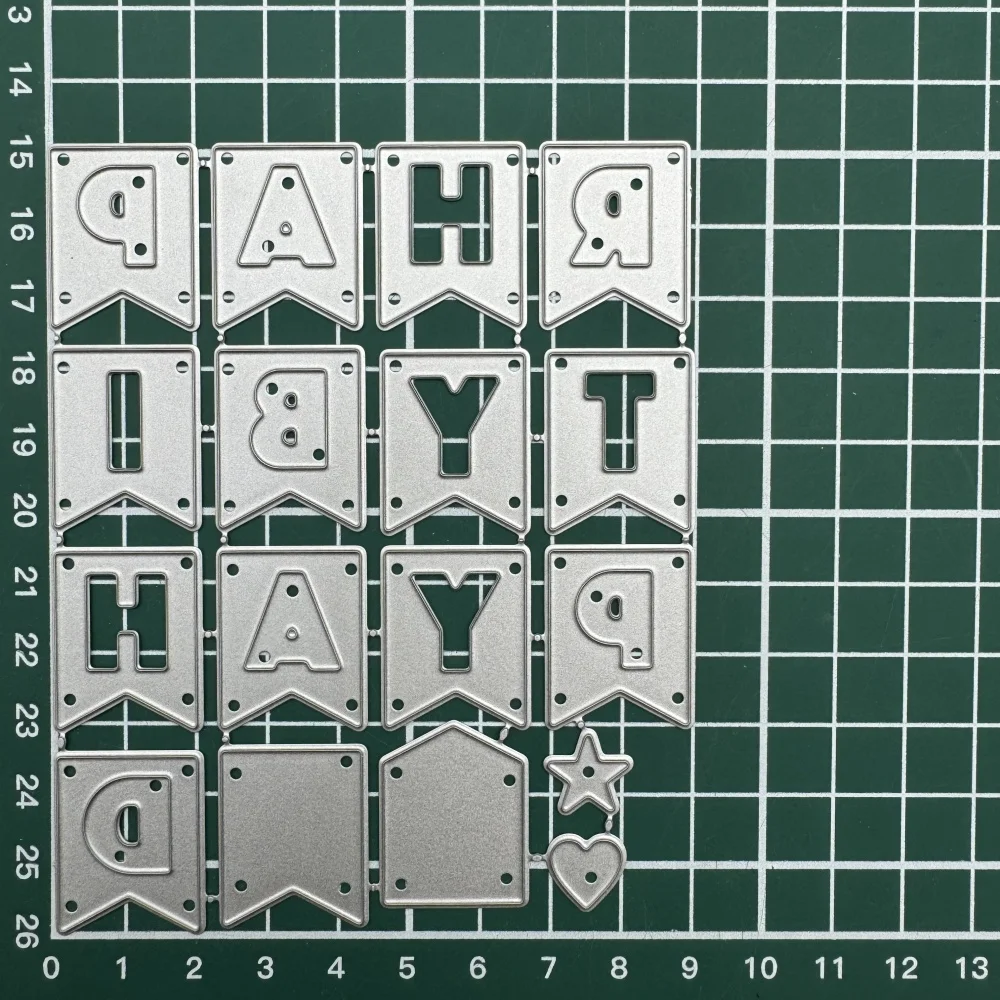 2025 New Arrival Happy Birthday Letter Flags Metal Cutting Dies for DIY Scrapbooking Card Making Stencils Photo Albums