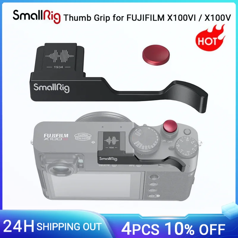 Impugnatura Per Pollice Smallrig Con Copriscarpe Caldo Per Fujifilm X100Vi / X100V (Nero) Con Pulsante Di Rilascio Dell'Otturatore Concavo-4559