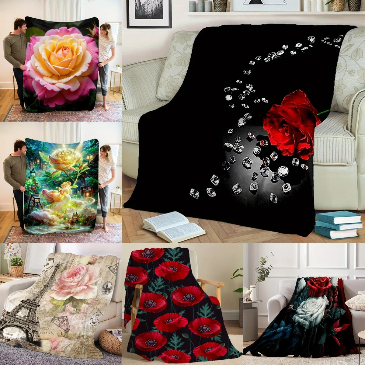 

1pc Throw Blanket Crystal Roses Are Given As Birthday Gifts Or Holiday Gifts To Your Loved Ones Nap Blankets Are Comfortable