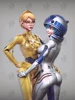1/24 Scale 90mm Full Height Resin  GK Model Kit Sexy Beauty Movie Character C3PO and R2D2 Niang Version Unassembled Uncolored 2