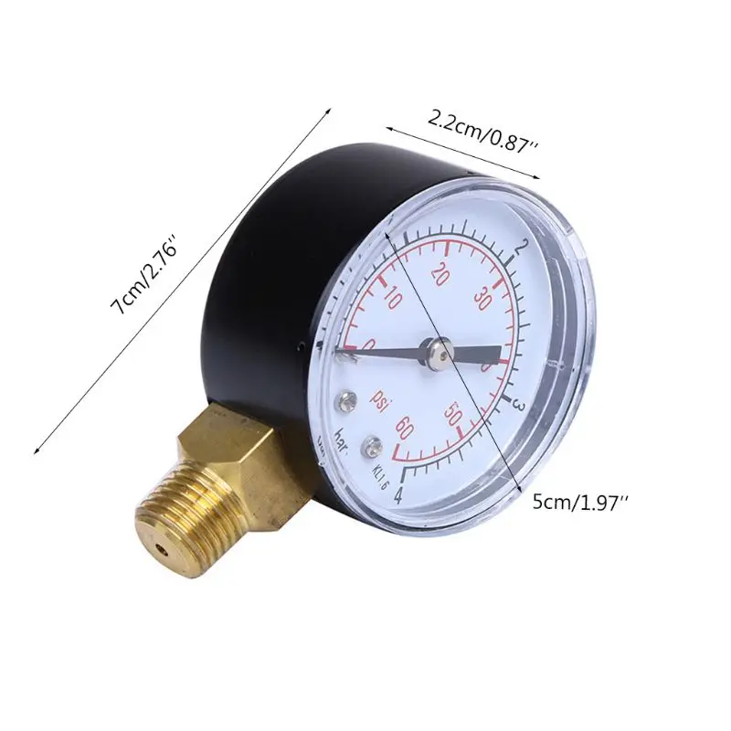 

co530 0-4bar/0-60psi Air Compressor Hydraulic Pressure Meter Air Oil High Vacuum