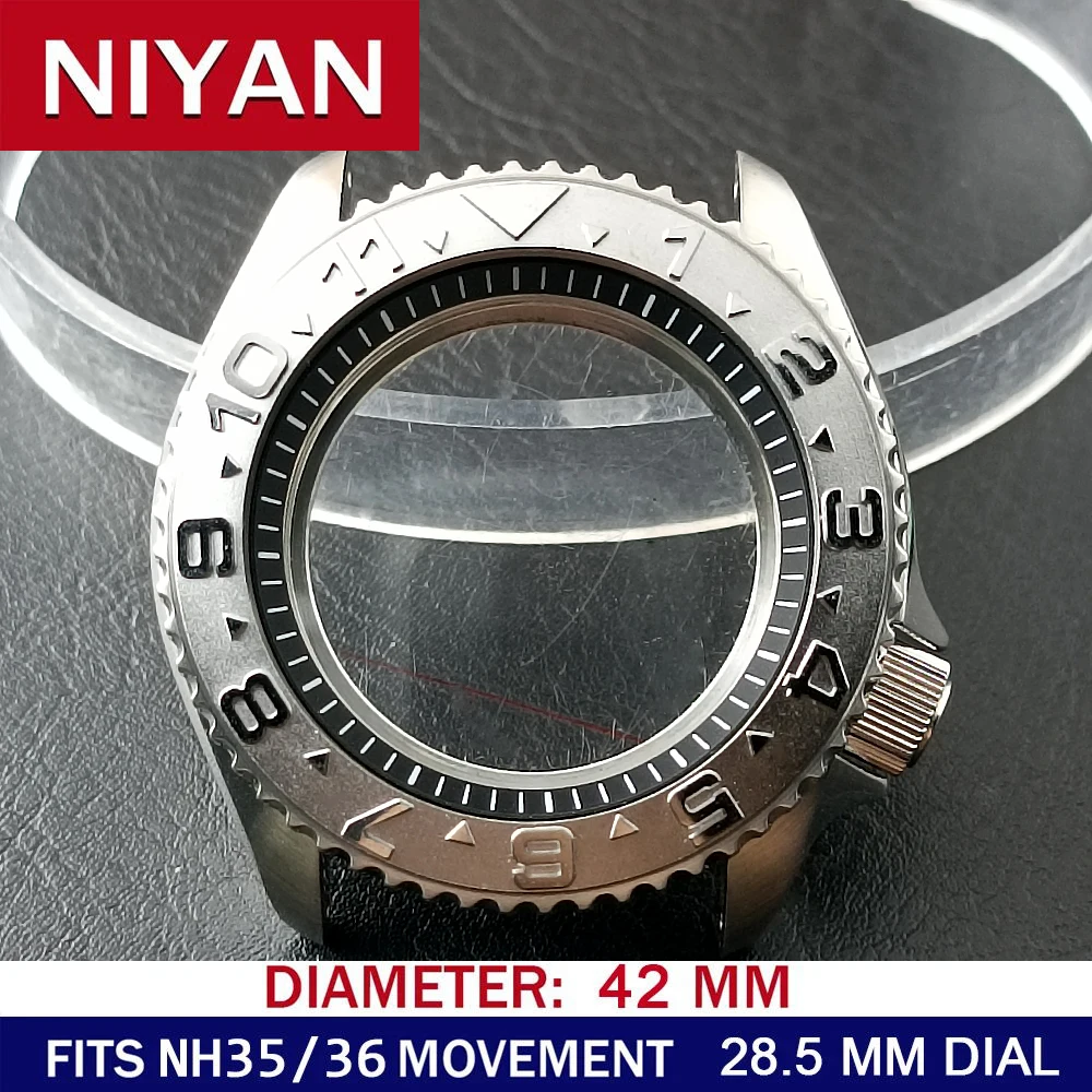 High-Quality 42mm Men's Steel Black Watch Case with Sapphire Glass and 22mm Band