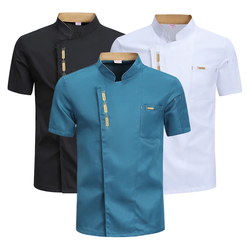 Chef Uniform Catering Waiter Shirt Summer Restaurant Kitchen Cook Jacket Bakery Waiter Clothes for Back Breathable Mesh Design