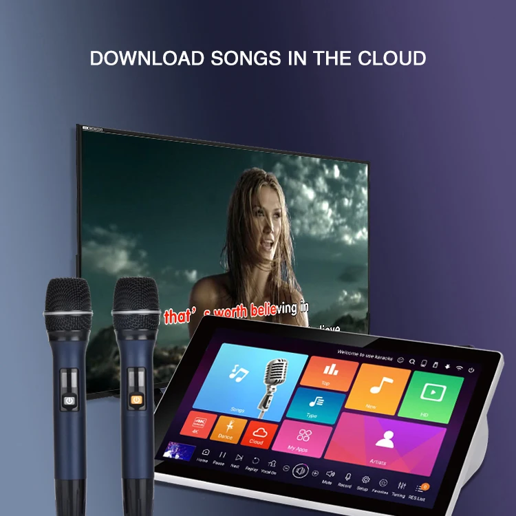 Karaoke System Jukebox Machine KTV HDD Player (include18.5' Touch Screen+ 2Wireless UHF Karaoke Microphone+Amplifiler/Mixer In1