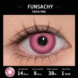 Vibrant Black and White Cosplay Contact Lenses - Colored Anime Eye Makeup for Halloween Accessories (FROYA - PINK)