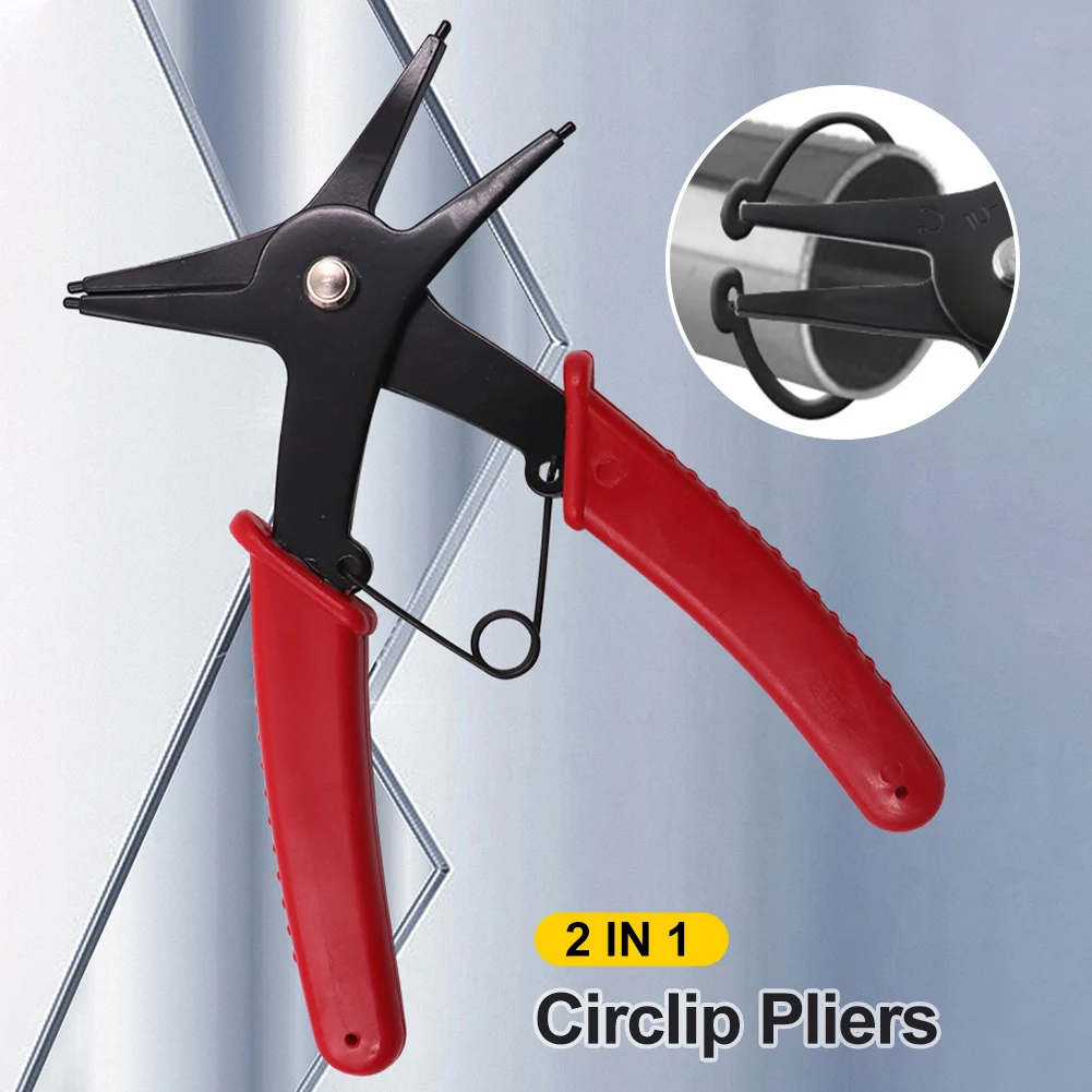 High Carbon Steel Snap Ring Pliers 2 in 1 Circlip Pliers for Inner Outer Circlip Retaining Ring Plier Hand-held Disassembly Tool