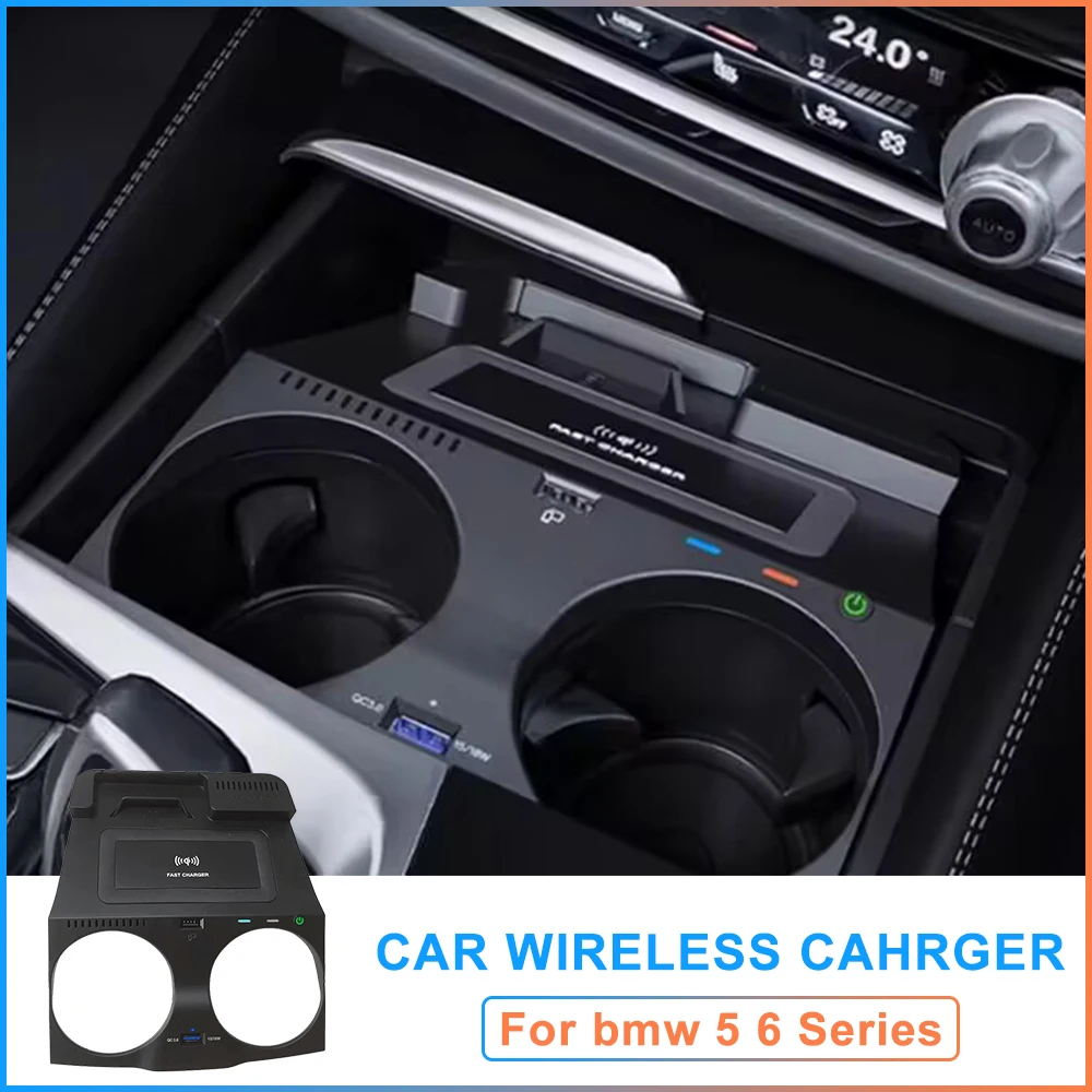 

Plug and play phone charging pad holder For bmw 5 6 Series G30 G38 G32 6GT 2017-2023 wireless charger adapter accessories