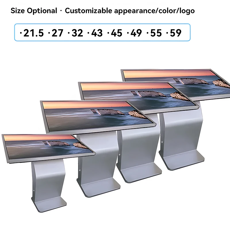 초박형 32 43 50 화면 인터랙티브 LCD 키오스크 터치스크린 플로어 스탠드 셀프 서비스 광고 터미널 디지털 포스터
