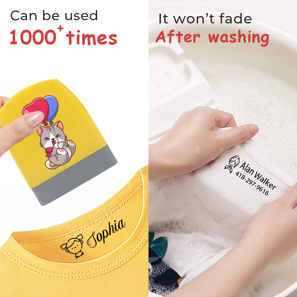Cartoon Animals Name Stamp for Clothing Kids Personalized Stamp for Kids Students Clothes Book