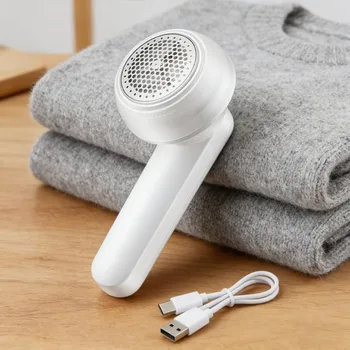 1pcs USB Rechargeable Fabric Shaver, Electric Lint Remover, Sweater Cordless Clothes Defuzzer, Portable Trimmer for Clothes, Furniture, Bed, Couch (White) 1