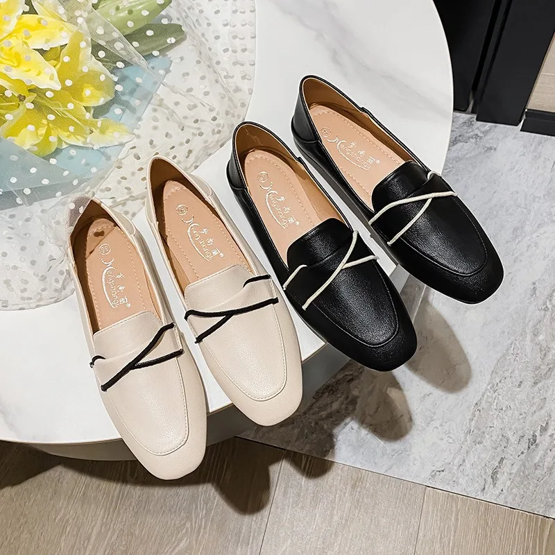 Zapatos Casuales Zapatos Lujo Mujer Zapatos Planos Retro De Cuero