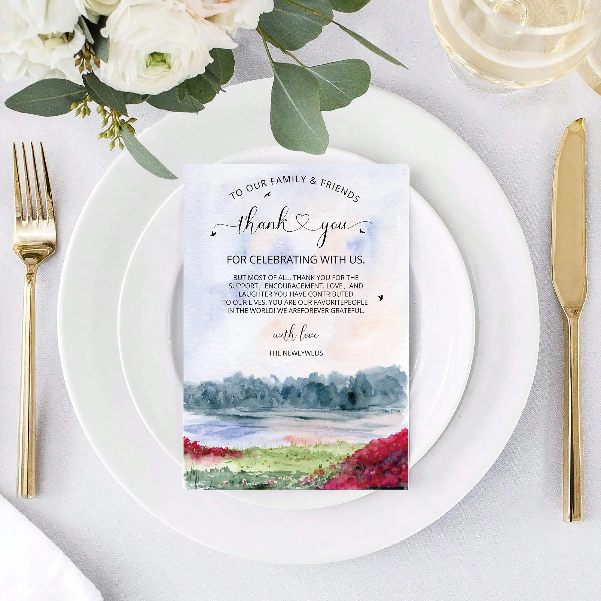 Personalized Wedding Banquet Table Thank You Card, Table Decorations, Reception, Bridal Shower Thank You Cards, Welcome Cards
