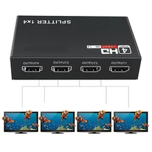 

1 x 4 HDMI-compatible Splitter Converter 1 In 4 Out HD 1.4 Splitter Amplifier HDCP 1080P Dual Display for HDTV DVD PS3 Xbox