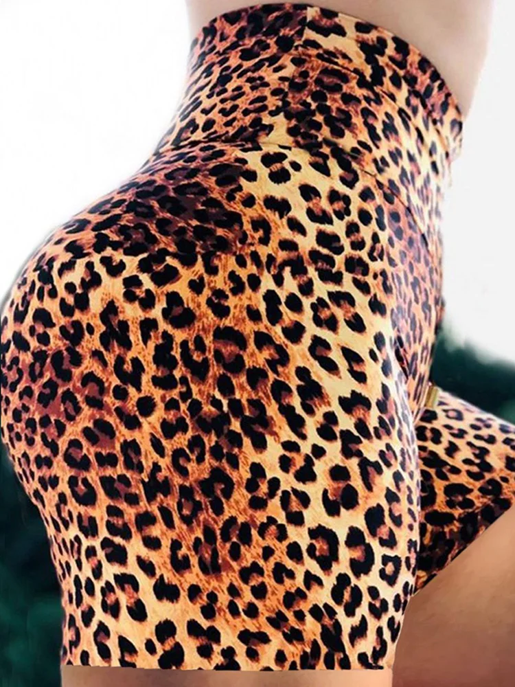New Leopard Sexy Shorts for Women Fitness High Waist Hip Lift Sports Tight Running Gym Yoga