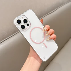 Ultra Thin HD Clear Frameless Magnetic Phone Case with Slim Hard PC - iPhone 15 (Pink)