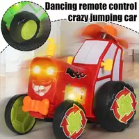 Crazy Jumping Car Remote Control Tumbling Electric Tractor Rotating LED Light Dancing Cool Stunt Car Children Christmas Toy Boy 2