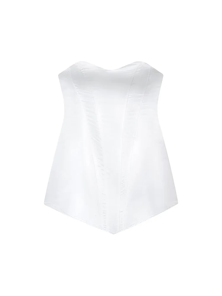 Women Elegant Strapless Irregular Dress Casual Summer 2026 New Trendy Skinny Party Clubwear Fashion Solid Color Mini Dress