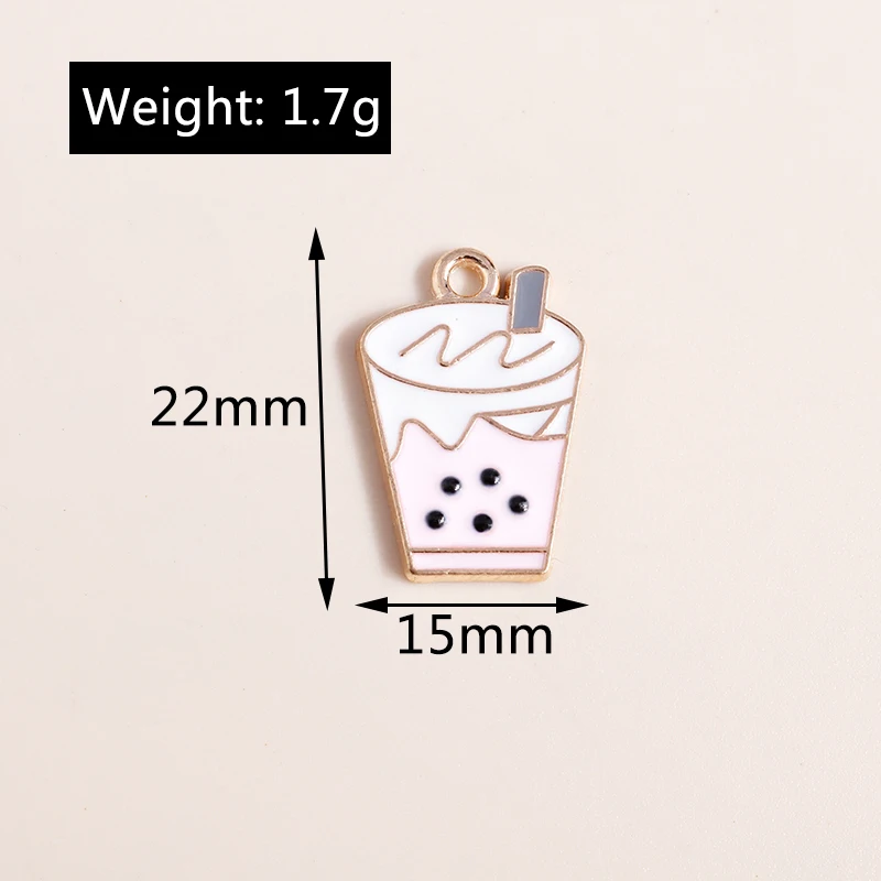 10개 15*22mm 재미있는 버블 밀크티 참 장식품 DIY 보석 음식 음료 펜던트 목걸이 귀걸이 제작 액세서리