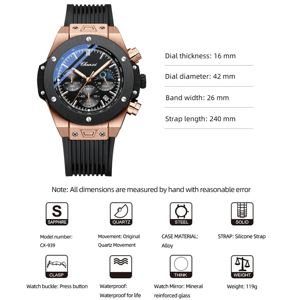 CHENXI Fashion Date Watch Men Top Brand Luxury Male Clock