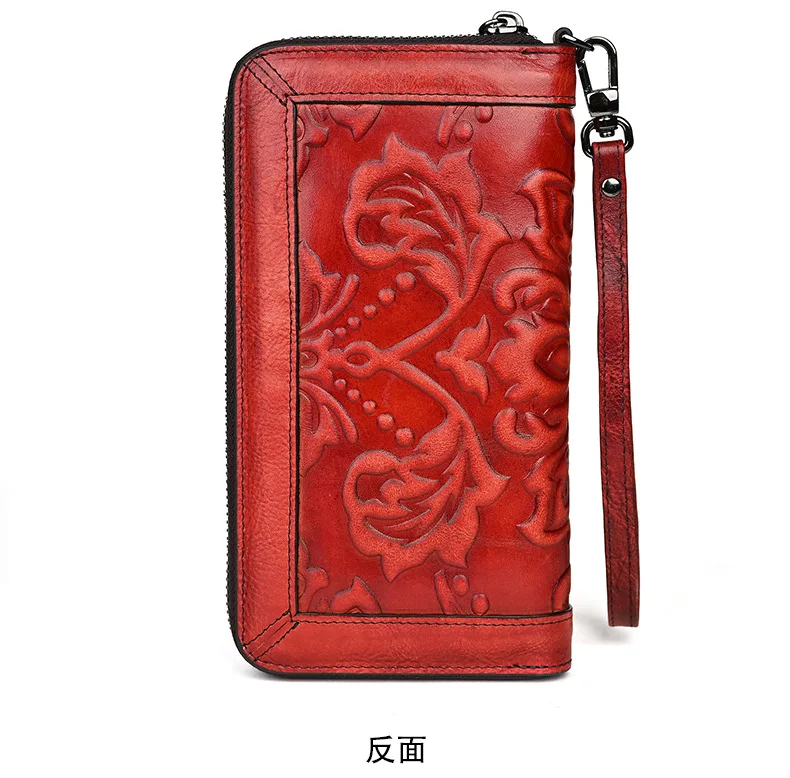 Blumen Damen Echt leder Geldbörse große weibliche Karten halter Brieftasche Frau handgemachte echte Kuh Leder Clutch Tasche – Detail 17