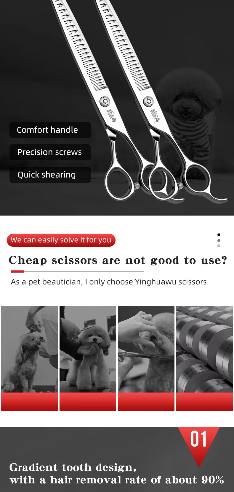 Pet Grooming Natural Scissors With A Hair Removal Rate Of 90% For Thinning Fish Bones, Specifically Designed For Beauty Shops