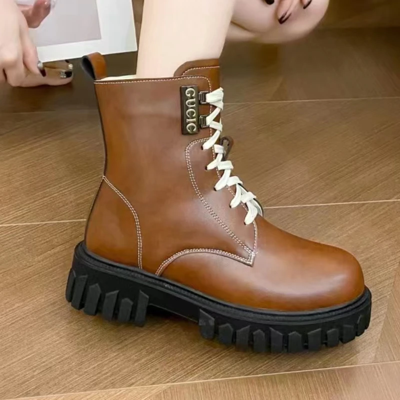 

Женские ботильоны на платформе, полусапожки на массивном каблуке, с боковой молнией, осень 2023