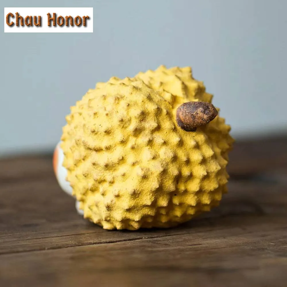 Cute Durian Pig Tea Pet Handmade Purple Clay Tea Play Figurine Fruit Ornament Can Raise Stupid Sculpture Desktop Ornaments Gift