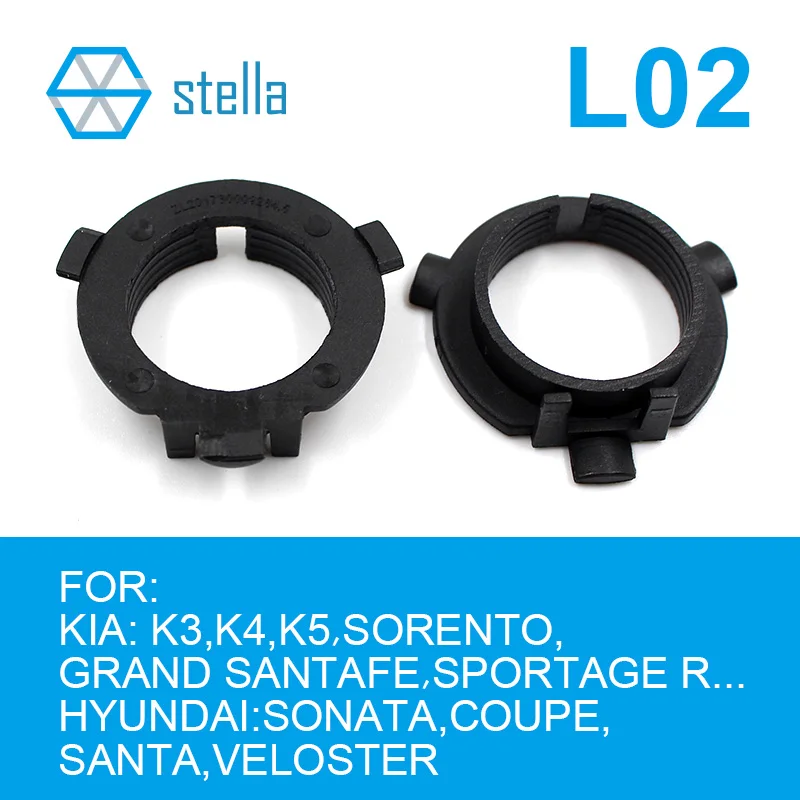 

Stella 2pcs H7 LED headlight Holders/Adapters Lamp Base for KIA K3/4/5 Sorento Grand Santafe Sportage R...Hyundai Sonata etc.