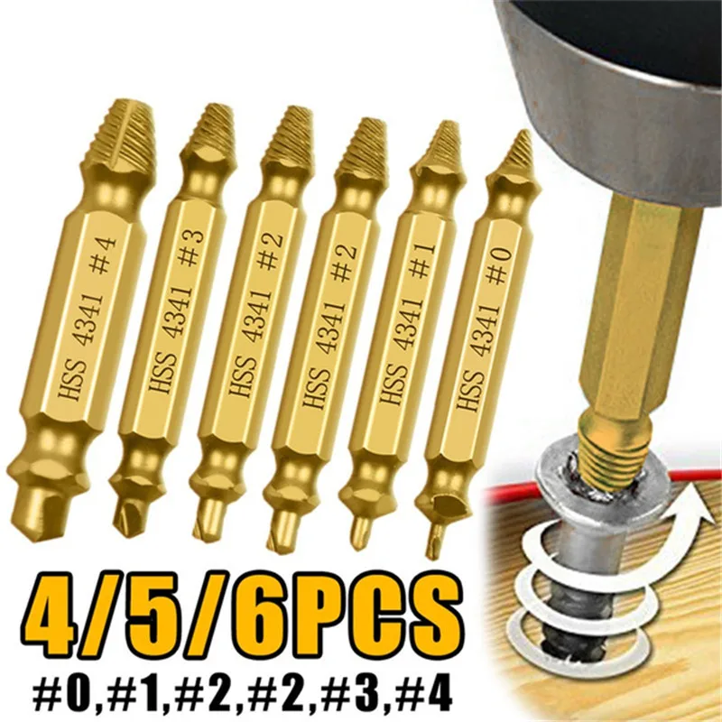 

4PCS/6PCS HSS 4341 Screw Extractor Set With Box Drill Bits Easy Out Guide Take Out Broken Screws Extractor Demolition Tools